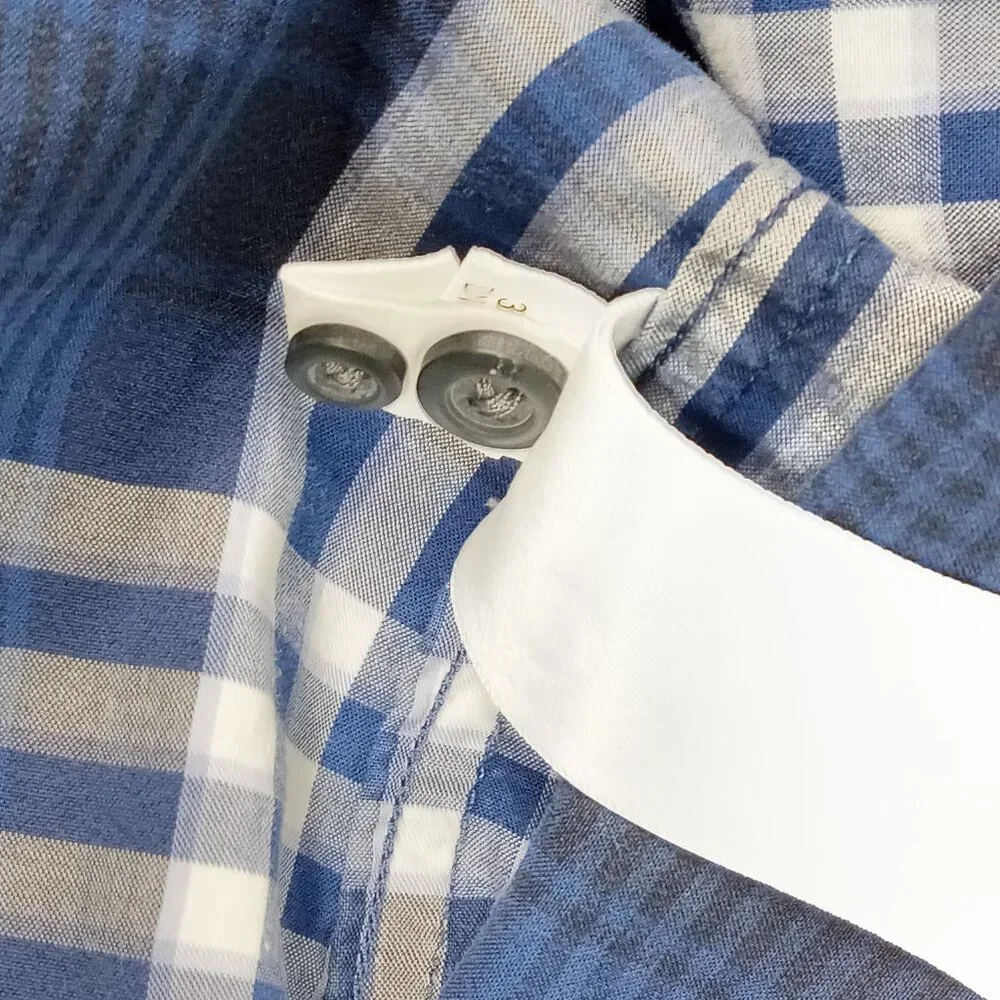 BANANA REPUBLIC Men's Blue Plaid Long Sleeve Shirt Size Medium